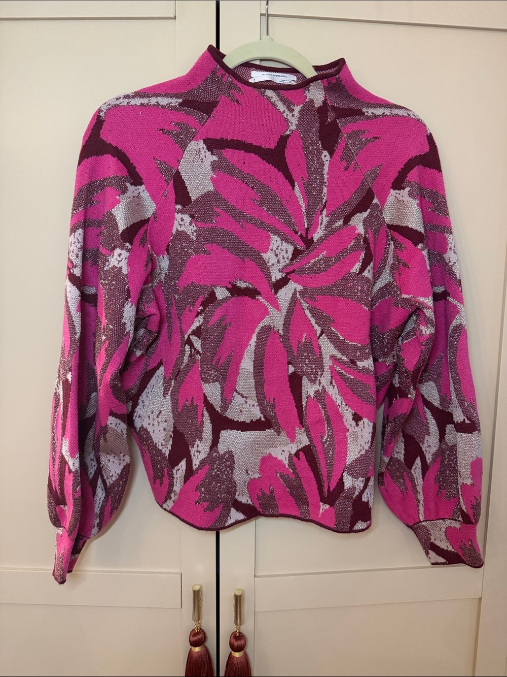 Pink Abstract-Print Women's Knit Pullover Sweatshirt